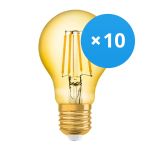 Confezione Multipack 10x Osram Vintage 1906 LED E27 Pera Filamento Oro 4W 410lm - 824 Bianco Molto Caldo | Sostitutiva 40W