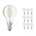 Confezione Multipack 10x Ledvance CLASSIC LED E14 Pera Filamento Chiara 4.2W 470lm - 927 Bianco Molto Caldo | Miglior resa cromatica - Dimmerabile - Sostitutiva 40W