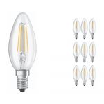 Confezione Multipack 10x Ledvance CLASSIC LED E14 Candela Filamento Chiara 4W 470lm - 840 Bianco Freddo | Sostitutiva 40W