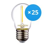 Confezione Multipack 25x Noxion Lucent LED E27 Sferica Filamento Chiara 1.4W 136LM - 827 Bianco Molto Caldo | Sostitua 15W